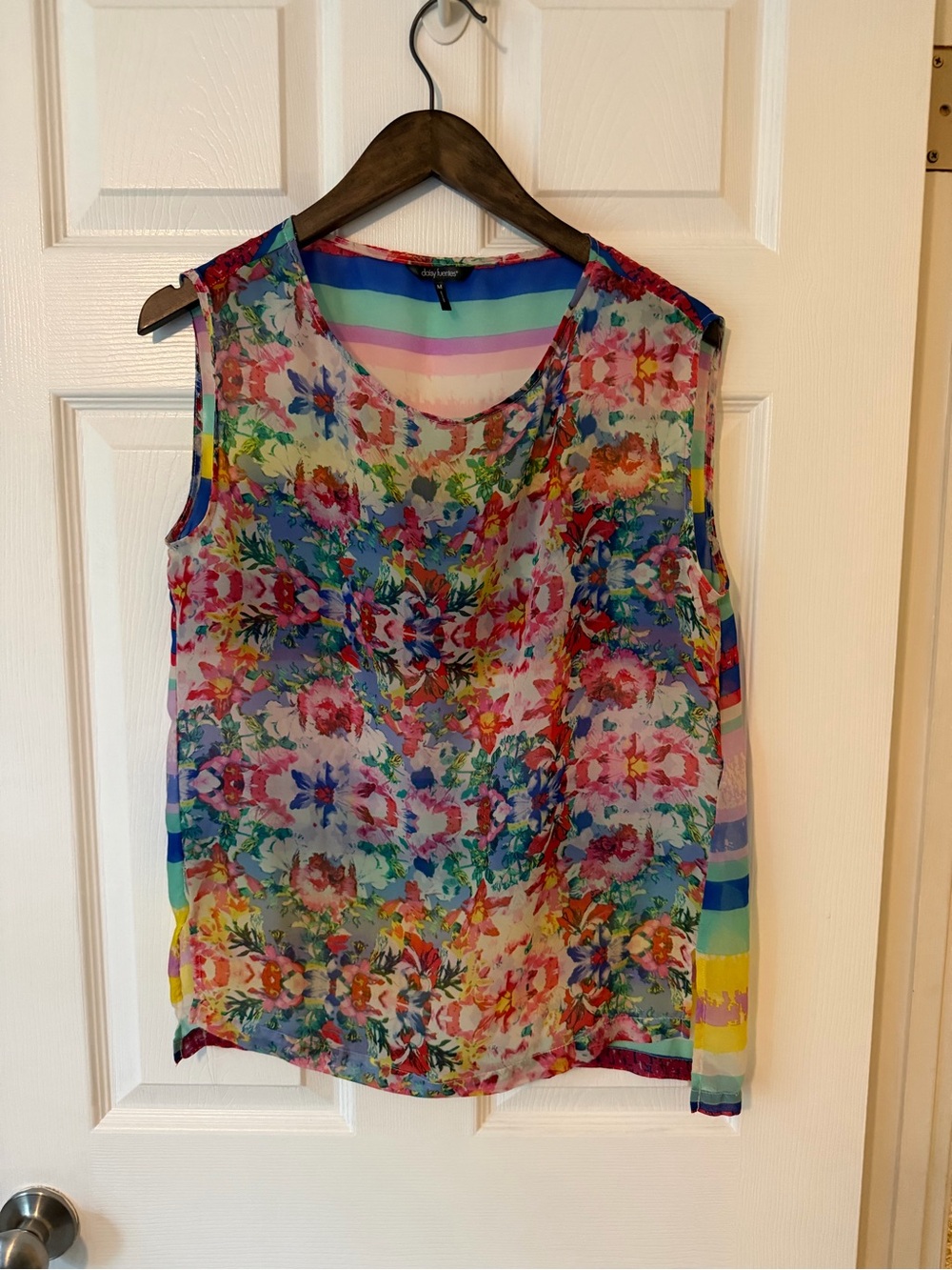 Daisy Fuentes Multicolor Floral Chiffon Tank Top